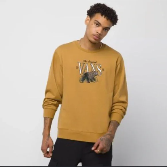 ■Golden Bear■ Stretch Woven Crewneck Sweatshirt Vans | Shirts | Vans Golden Brown Crew Neck Sweat Shirt